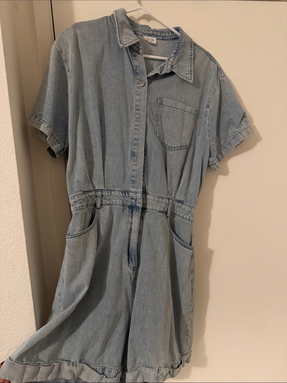 Light Blue Denim One-Piece Romper